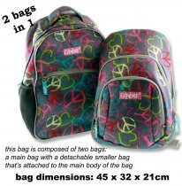 EXPLORE 2-IN-1 BACKPACK - PEACE GREY BACKGROUND