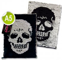 CLEARANCE EMOTIONERY BLINGTASTIC A5 160pg SEQUINS NOTEBOOK - SKULL- WAS €6.95