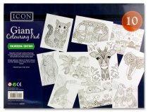 ICON 615x455mm GIANT COLOURING PAD - 10 DRAWINGS